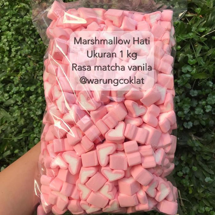 Marshmallow Kiloan 1 Kg Hati Matcha Vanilla Marshmallow Hati Heart