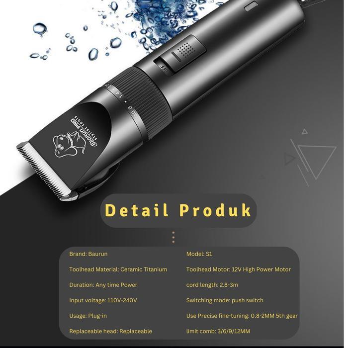 Premium Baorun Pro Alat Cukur Elektrik Bulu Binatang Hewan Pet Dog Clipper S1 Original