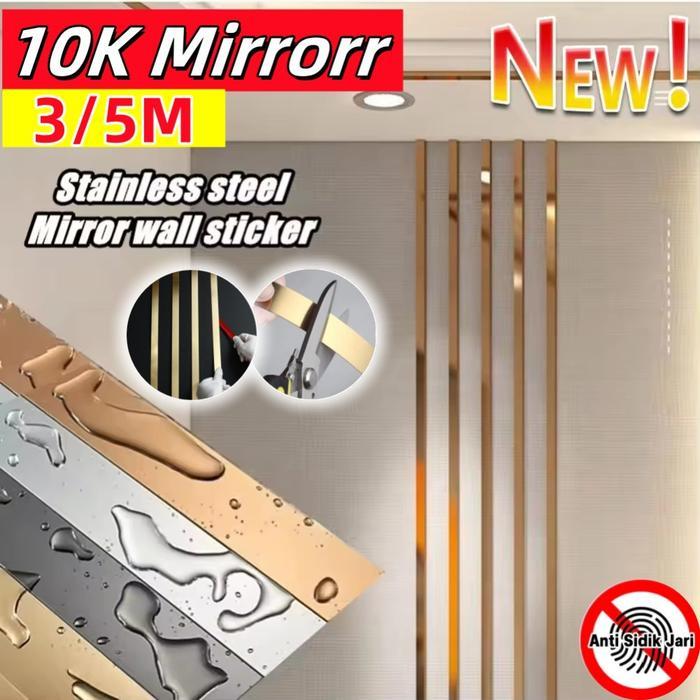 Baru 3M/5M List Plat Strip Mirror Gold/ List Plat Strip Gold Matte/Interior/ Dekorasi/List Plat