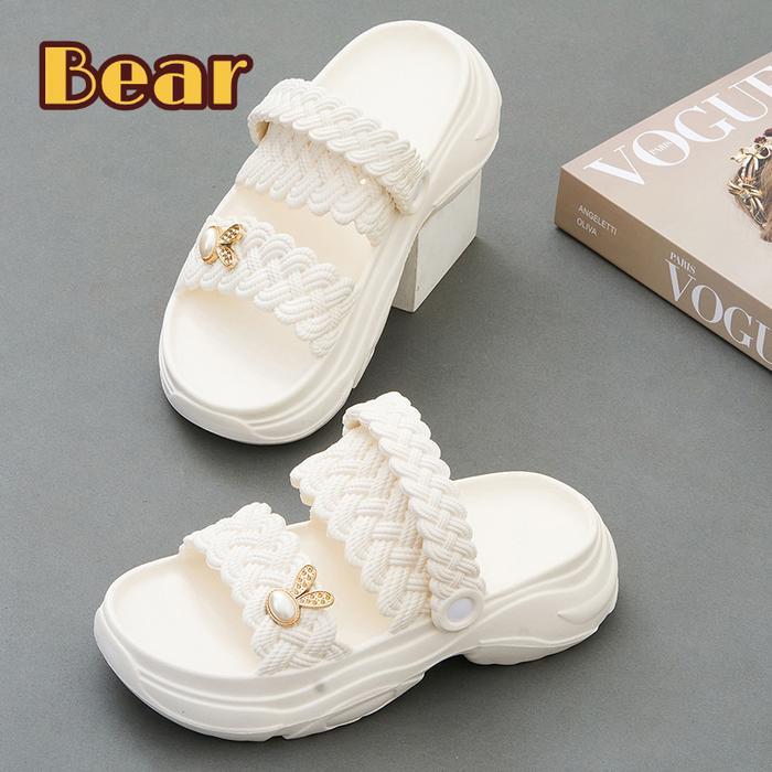 Bear 2025 Sandal Wanita Sandal Wanita Sandal Wedges Eva Elastis Korea Sepatu Wanita Uk:36-40 Jelly