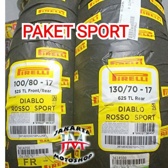 PAKET Ban Tubless Pirelli Diablo Rosso Sport 100/80 & 130/70 Ring 17