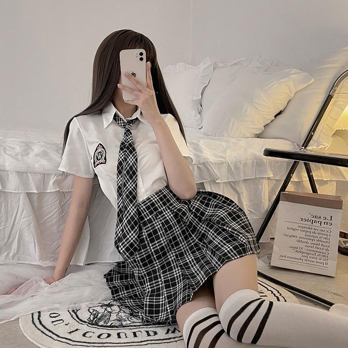 Kostum Cosplay Sexy Seragam Sekolah Jepang Set Rok Baju Dasi Seifuku