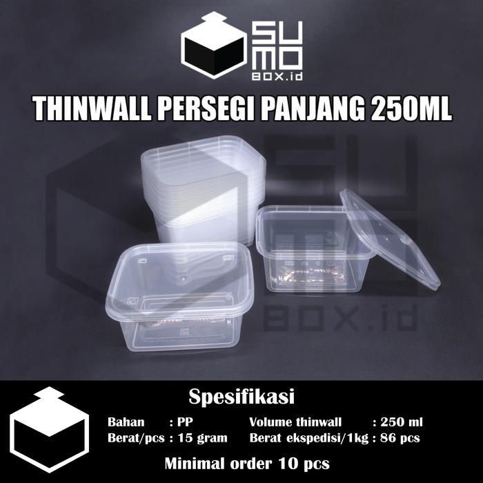 Thinwall PERSEGI PANJANG 250ml + tutup / kotak box dessert [ECERAN]