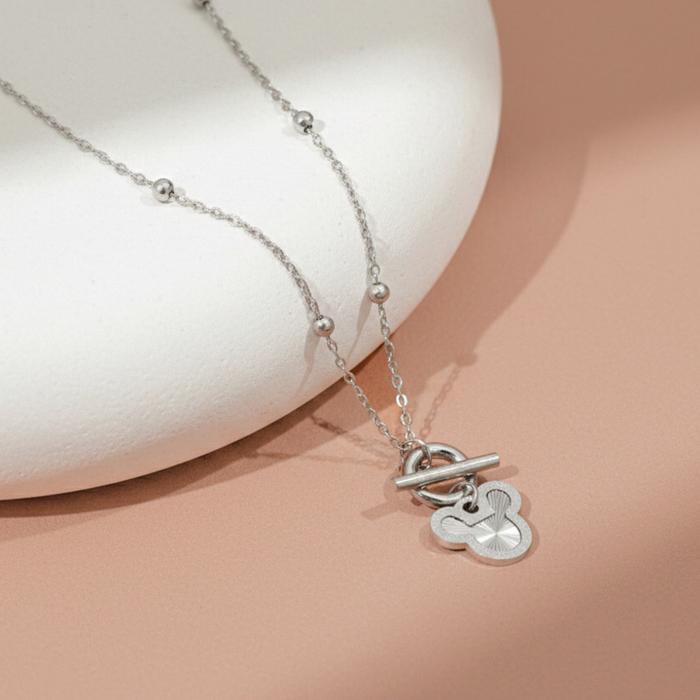 K410 Kalung Model Baru Titanium Wanita Korean 6 Lapis Pelapisan Emas 18KGP Liontin Miki Ukir Polos