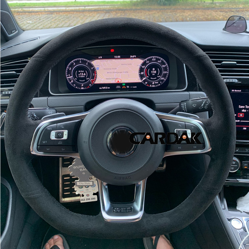 CARDAK Custom Suede Car Steering Wheel Cover for Volkswagen VW Golf 7 GTI Golf R MK7 VW Polo GTI