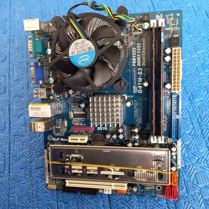 Paket mainboard G41 ddr3 C2D e8400 ram 2gb Fan new