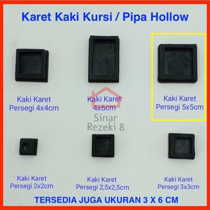 Kaki Karet Kotak 50 x 50 / Alas Kak Meja Kursi Tutup Pipa Hollow .