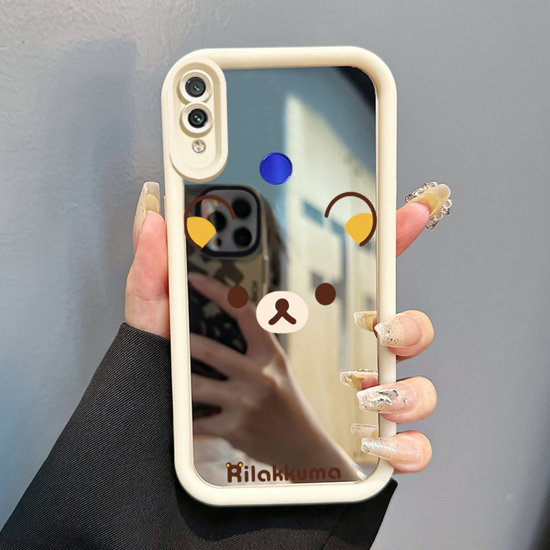 Casing Hp Xiaomi Redmi Note 7 Redmi Note 7s Redmi Note 7 Pro Case Cute little bear emoji Cermin Kasi