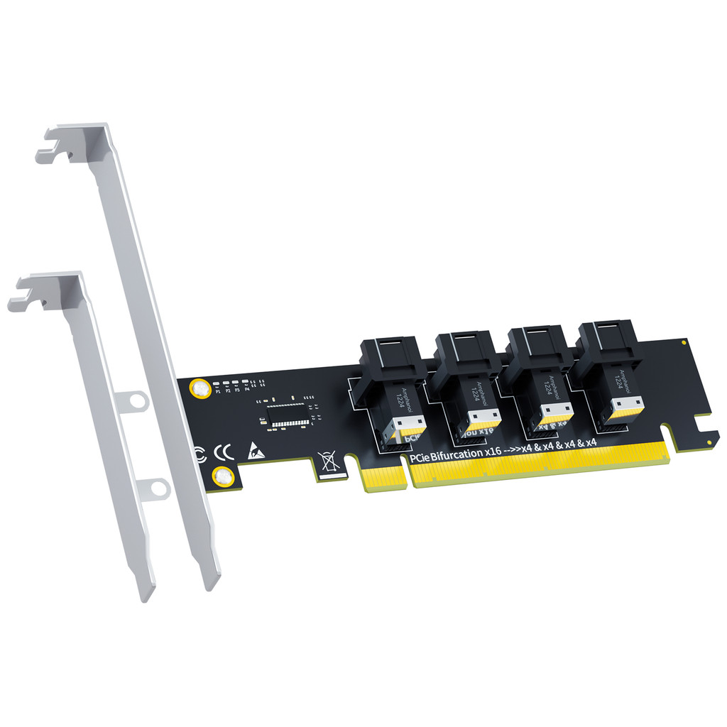 4-Port SFF-8643 to PCIE 4.0 X16 Adapter Card, No PCIe Bifurcation