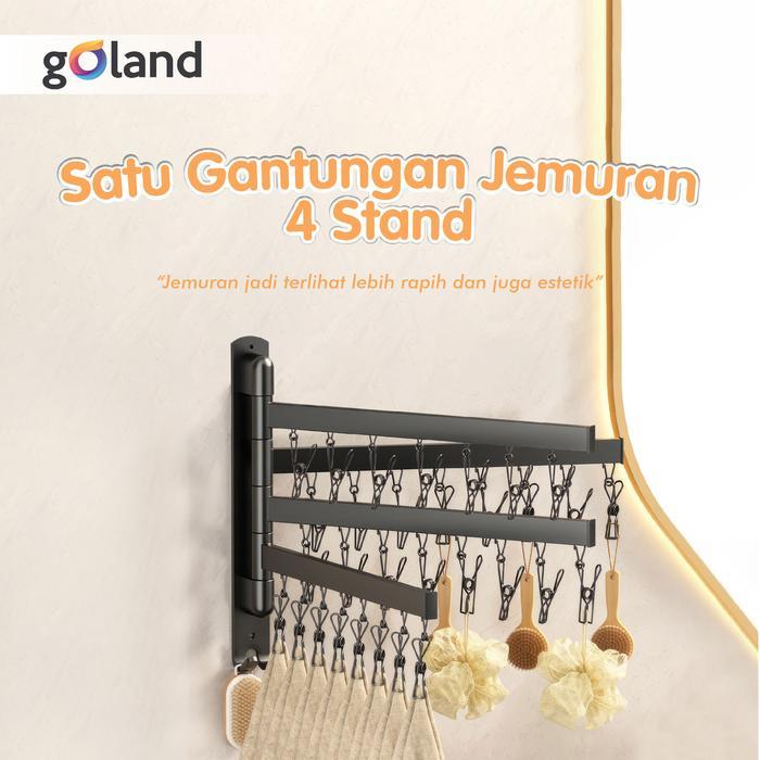 Goland Jemuran Baju Tempel Dinding Rak Jemuran Pakaian Lipat Rak Jemuran Tembok Jemuran Baju