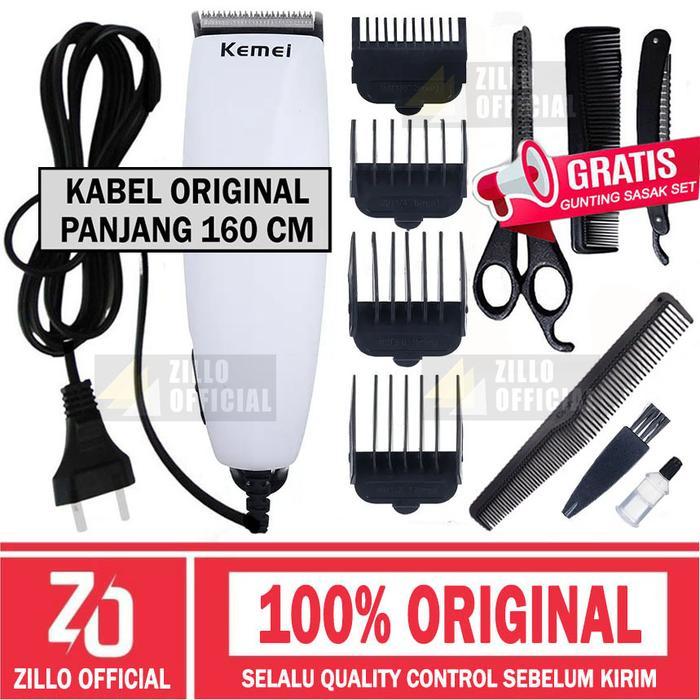 Kemei Mesin Cukur Rambut Listrik Alat Pencukur Rambut Bonus Gunting Sasak Alat Potong Rambut Zillo