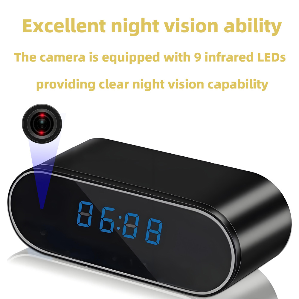 WIFI Mini Clock Camera HD 1080P Home Nanny Indoor Car Infrared Night Vision Wall Clock Video Camera