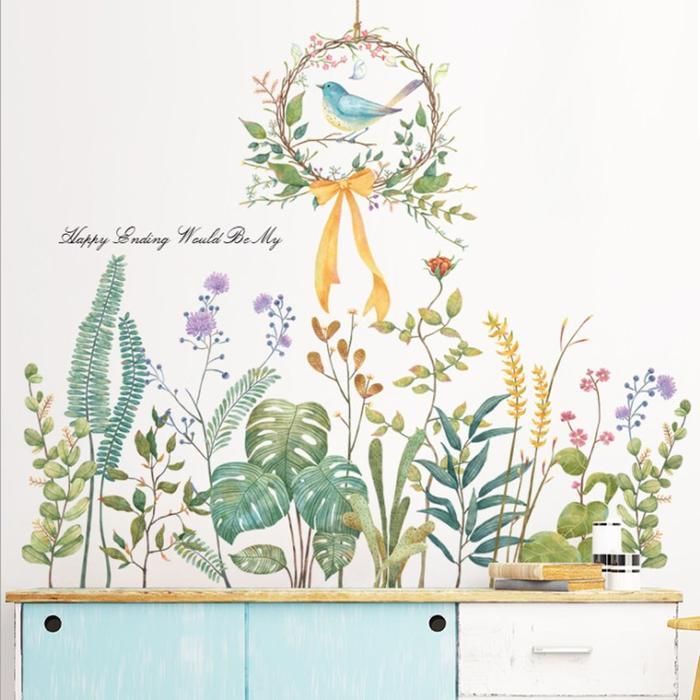 Wall Sticker Tanaman Stiker Dinding Pohon Dekorasi Ruang Tamu Tropical