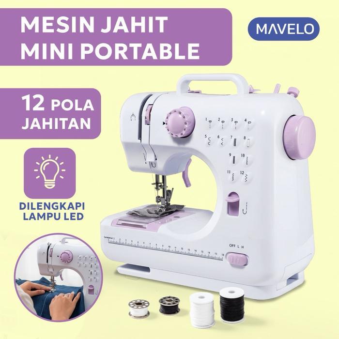 Mesin Jahit Mini Portable Untuk Pemula Baterai Lengkap Obras Lubang Kancing