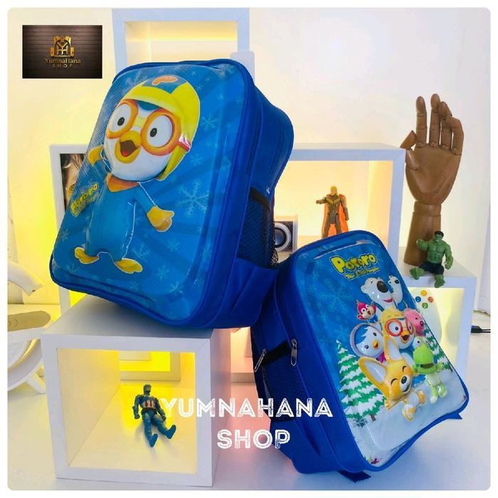 Sedia [YumnaHanaBags] Tas Ransel lampu LED 3D timbul Karakter Pororo anak sekolah perempuan dan laki