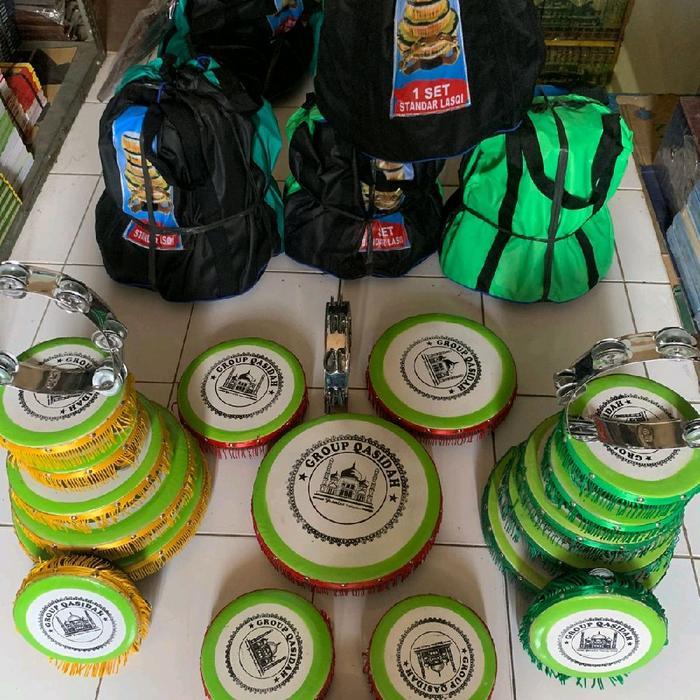 Rebana qasidah Lasqi Rumbey isi 6susun bonus kecrek markis 2. full set