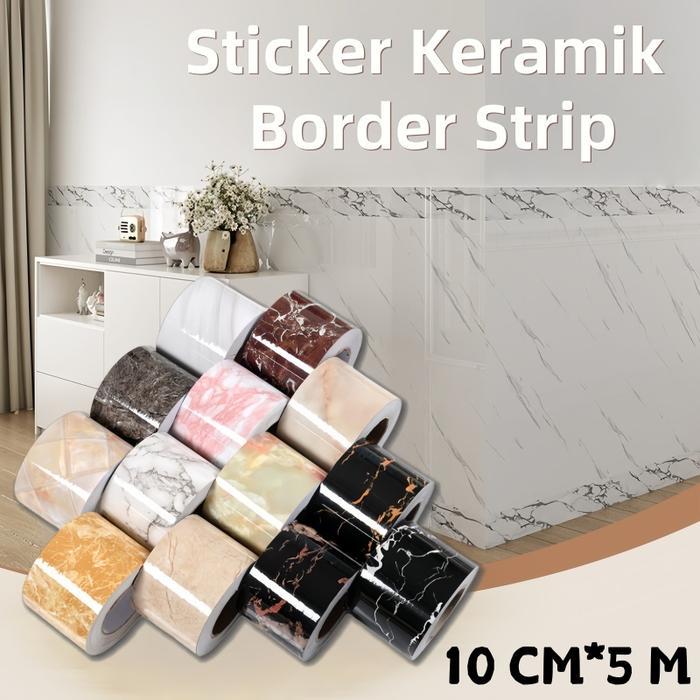 Sticker Keramik Border Strip / Stiker Dekorasi Lantai / Keramik Wallpaper Sticker Border List/