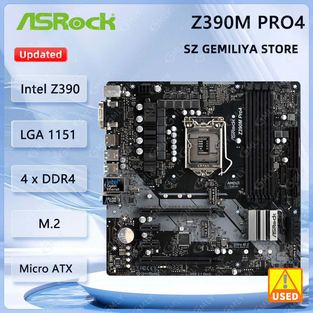 ASRock Z390M PRO4 Motherboard LGA 1151 Intel Z390 support Core i9-9900 i7-9700F i5-9400F i5-8500