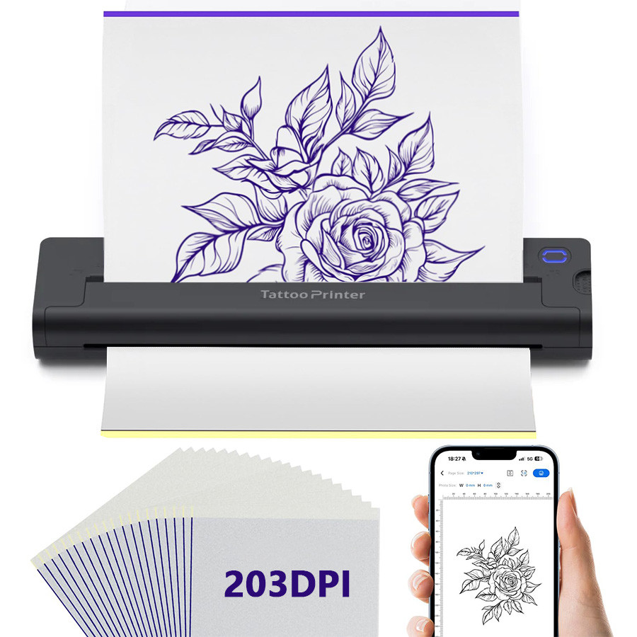 A4 Portable Wireless Tattoo Template Printer Thermal Tattoo Transfer Printer A4 Printing Machine for