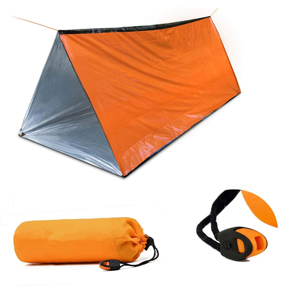 Emergency Shelter Bivy Survival Tube Tent Kit Mylar Tube Tent Sleeping Bag Waterproof Outdoor SOS