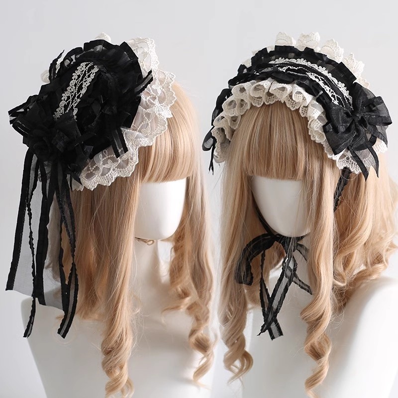 Original Maid Headband Black and White Elegant Classical Style KC Hair Accessory DOLL Gothic Loita