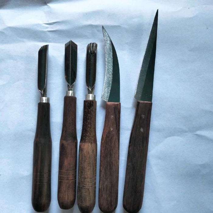 Premium Pisau Garnish/ Pisau Ukir Buah Set Isi 5/ Pisau Carving Tumpeng Original
