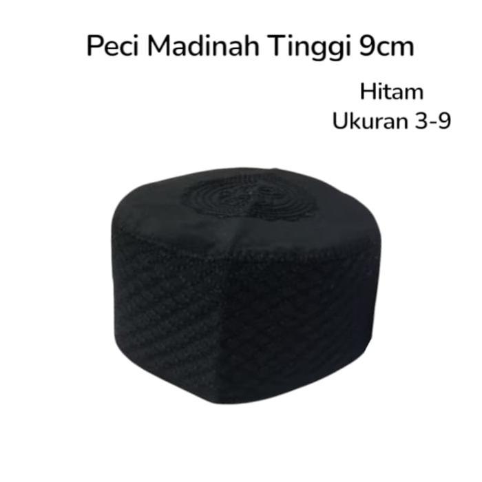 Kopiah Madinah Polos Original/Peci Haji Hitam Dan Putih/Kopiah Madinah Pria Dewasa
