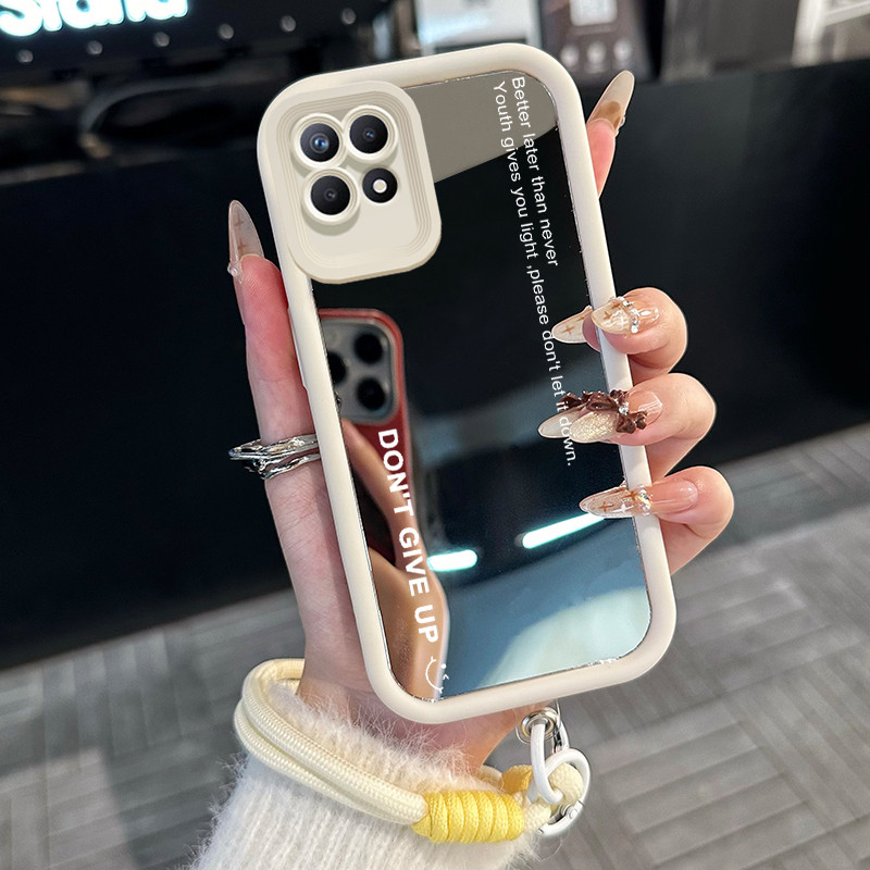 Casing Hp untuk Realme 8I Narzo 50 4G Case Casing teks pola Silikon Softcase Kasing HP tali gantung 