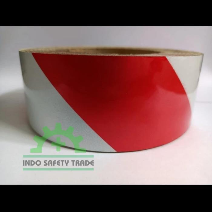 TERLARIS Stiker Scotlight Reflektif Sticker Barikade Serbaguna - Merah Putih