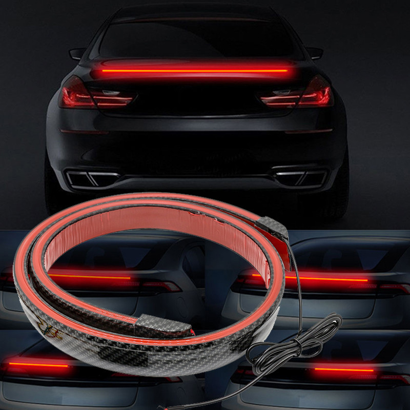 Lampu Spoiler Led Serat Karbon 120Cm Lampu Belakang Sinyal Belok Rem Berkendara Otomatis Universal S