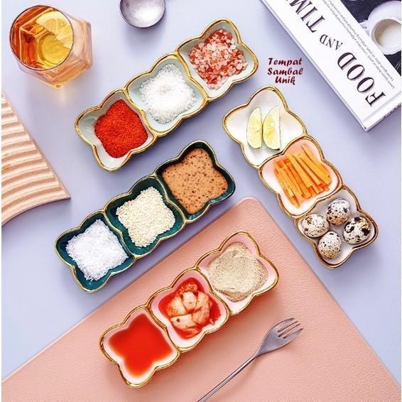 Piring Keramik List Gold Piring Side Dish Piring Condiment