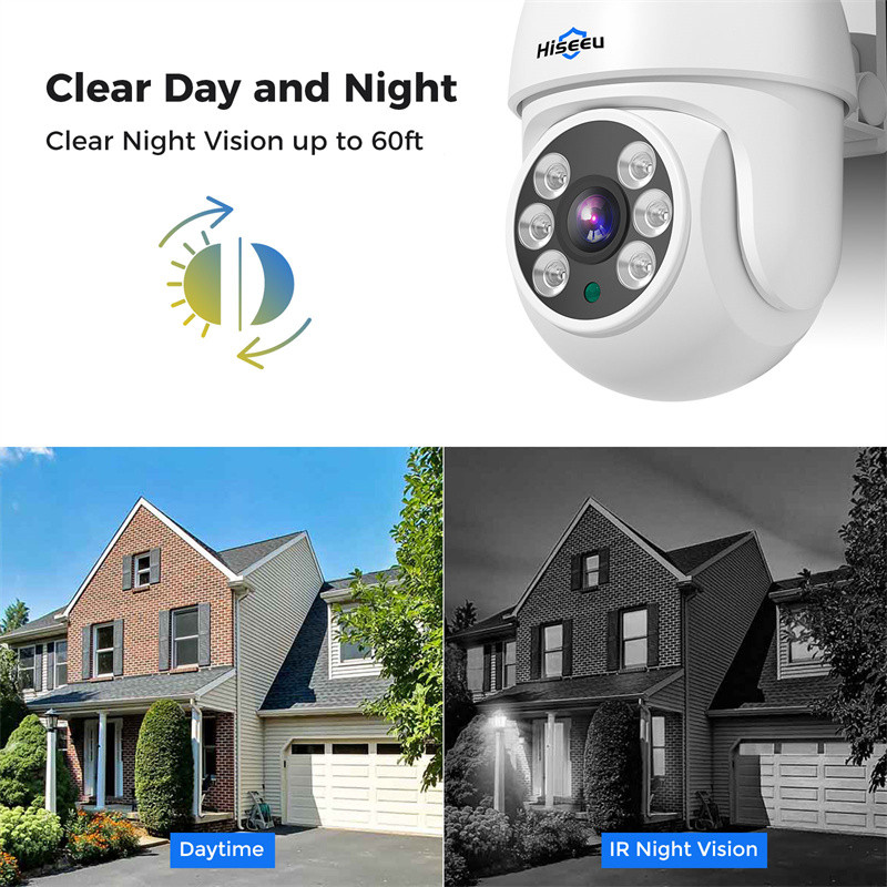 Hiseeu AHD5 5MP PTZ Home Wired Security Camera Clear Night Vision CCTV Analog TVI CVI XVI Smart