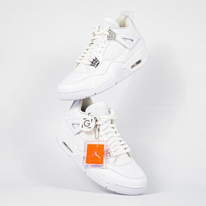 Sepatu Air Jordan 4 Retro Pure Money Allwhite Sneakers Authentic Siap Kirim