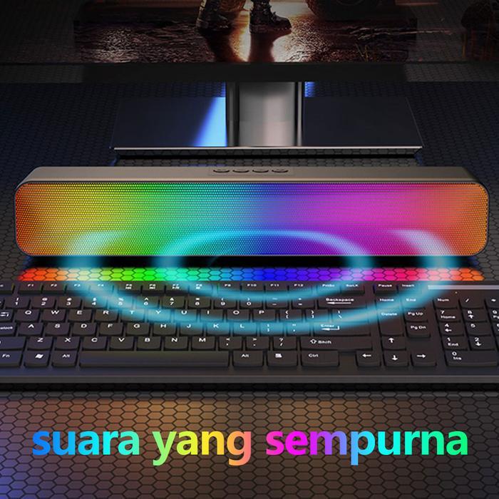 CodJovitech Speaker Bluetooth Soundbar Rgb 5 Colors Led Light Computer Tv Phone Tf Multifunction 5.0