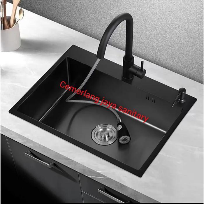 Paket Lengkap Kitchen Sink Inobe 6045 Hitam Sink Inobe 6045 Black