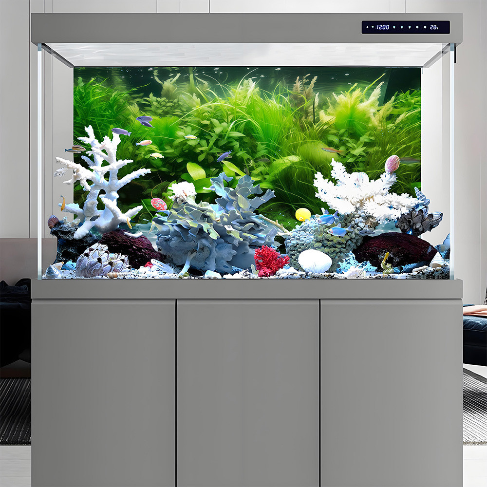 Water Grass ParadiseFish tank background painting, Aquarium sticker,Reptile tank stickerHD,