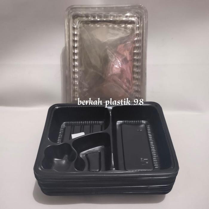 mika Bento 4 sekat kotak nasi mika tray kotak nasi warna merah