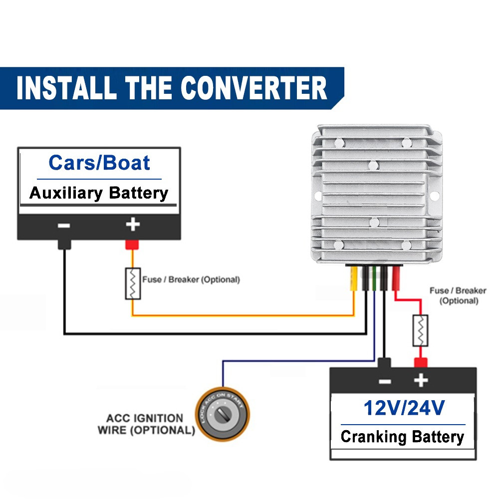 9-36V 24V to 28V 8A 20A Boost Buck Converter DC DC Charger used for 24V Lithium Lead-acid Battery