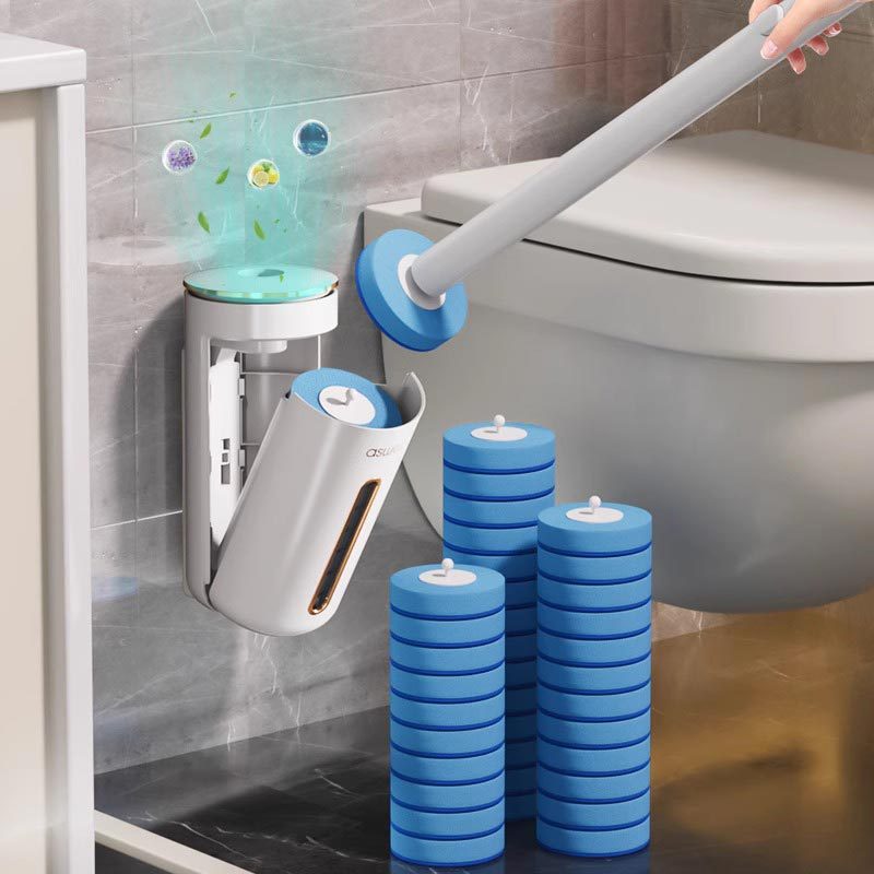 Toilet Brush Wall-mounted Disposable Toilet Brush Cleaner Brush Head Bathroom Long Handle Cleaning