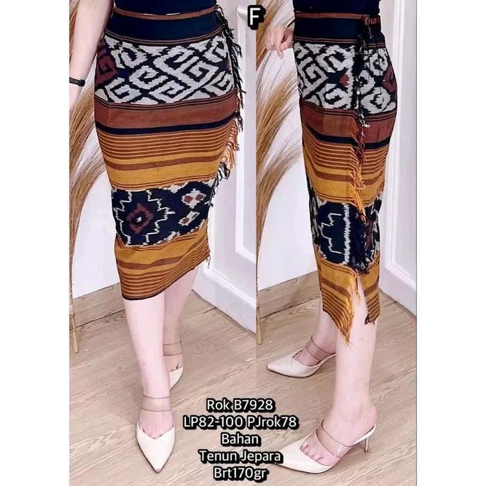 Rok Span Midi Wanita Pinggang Karet Tenun Blanket Asli - Rok Span 7/8 wanita Casual - Rok Midi