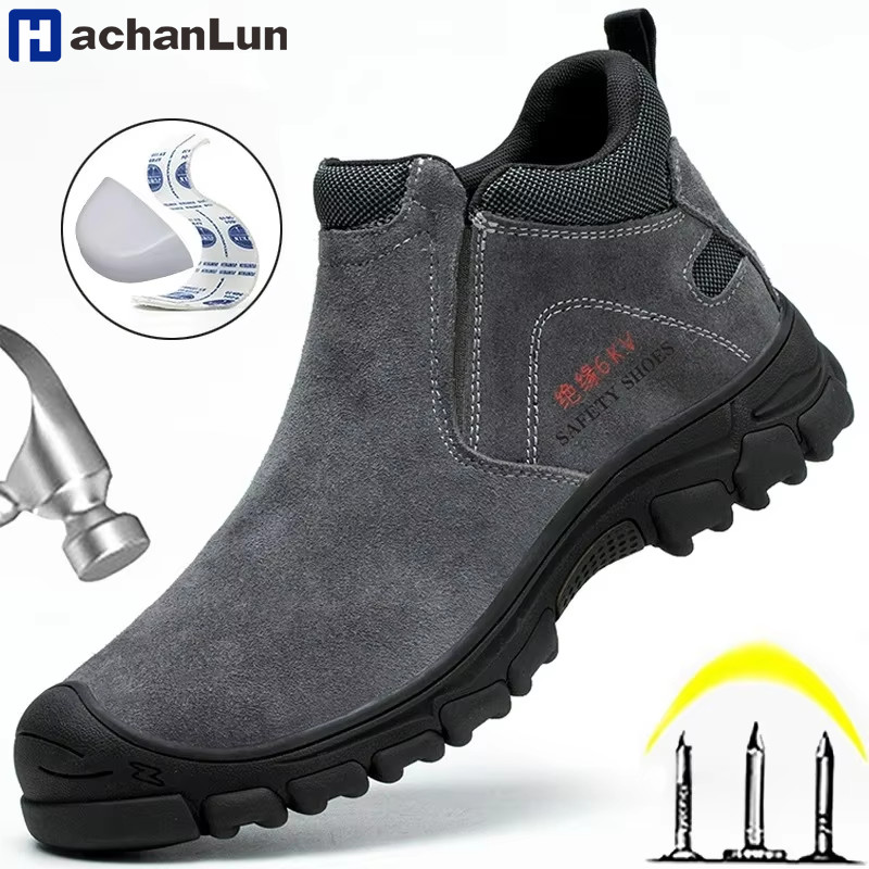 HACHANLUN Insulation Men Work Boots Puncture-Proof Safety Shoes Steel Toe Welder Protective Shoes
