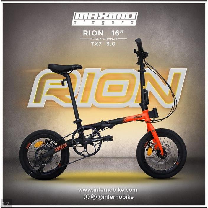 Sepeda Lipat Folding Bike 16 Family Maximo Piegare Rion - BK-OR 7 Speed