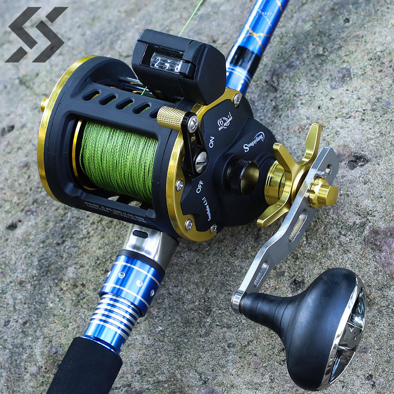 Sougayilang Saltwater Fishing Reels Cast Drum Wheel Trolling Casting Reel Boat Ocean Fishing Reel