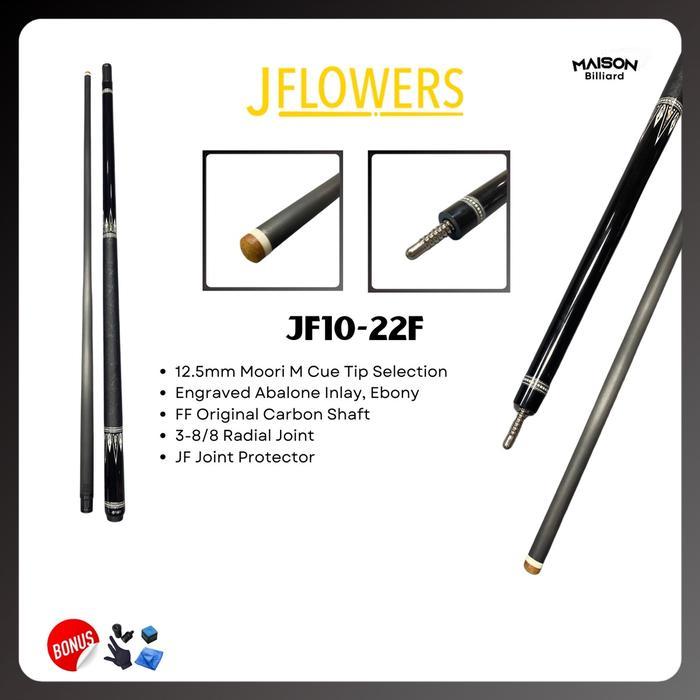 JFlower Stick Billiard JF10-22F Carbon Stik Billiard Ukuran Tip 12,5mm - Ferrule Putih Brown Layer