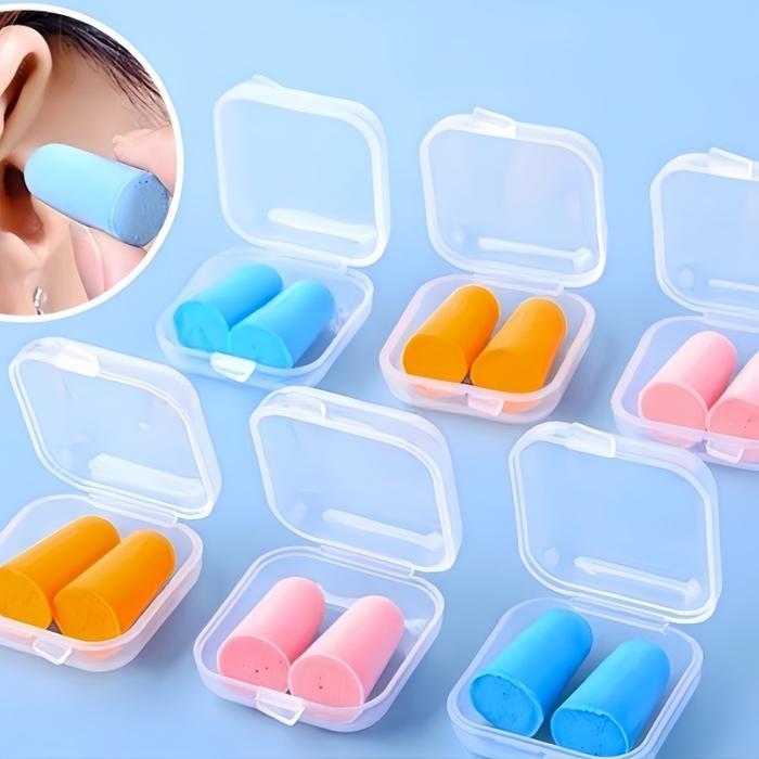 Kotak Peredam Suara Busa Earplugs Penutup Telinga Penyumbat Teling Earplugs Tidur Peredam Suara