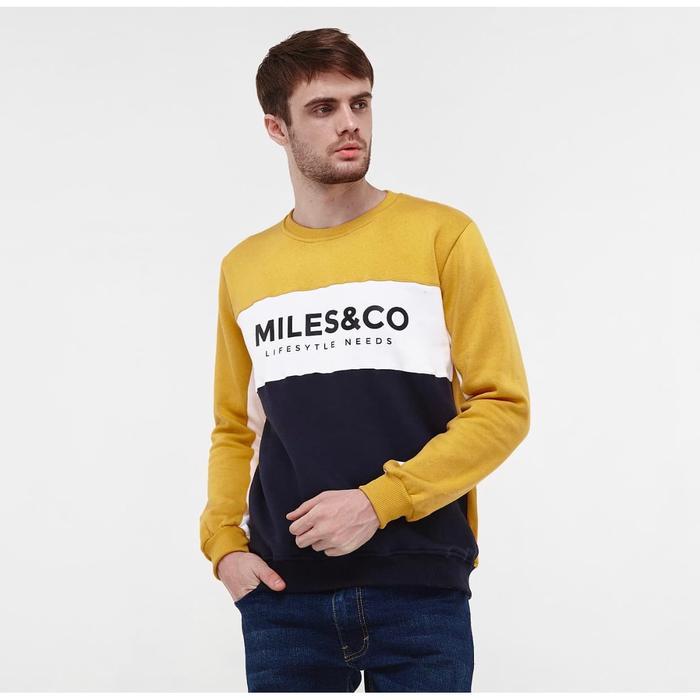 Promo- Swaeter Casual Cowok Pria Miles&Co - Tritone Kuning