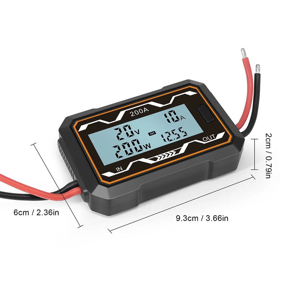 100/150/200A RC Watt Meter Power Analyzer Digital DC 0-60V Amp Volt Watt Meter Backlight LCD
