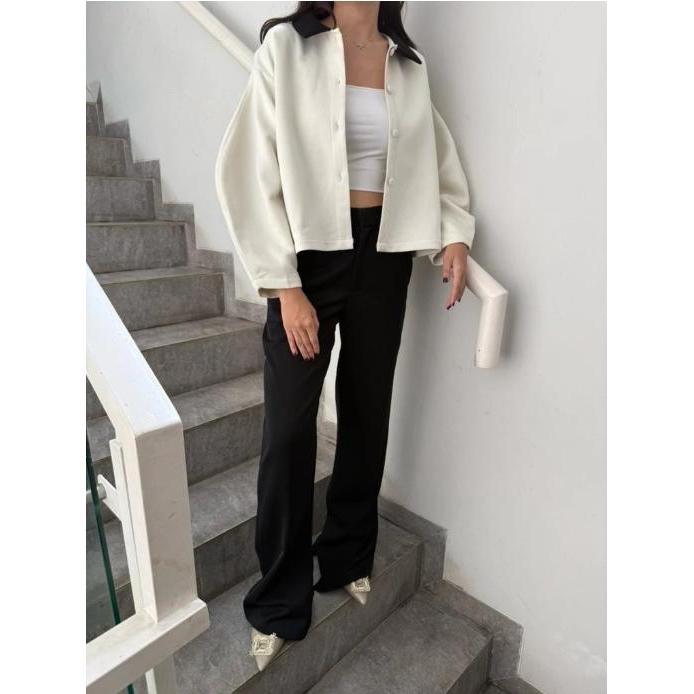 Nabo - Capambel Suede Premium Outer/ Kemeja Stylish Kece / Kerah Hitam