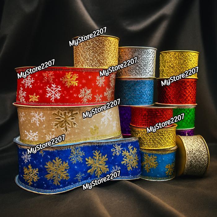 Pita Roll Natal Warna Warni / Pita Jaring Roll / Pita Glitter Natal / Pita Hampers Natal Premium