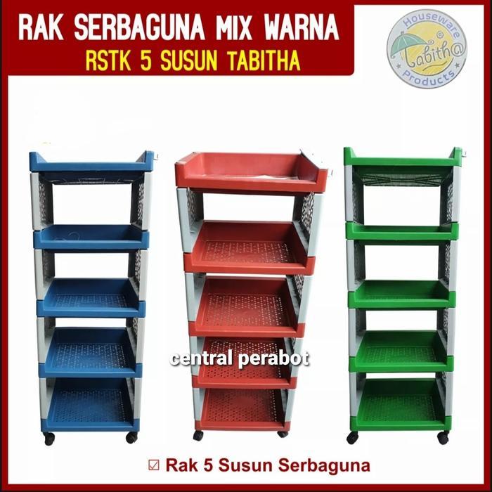 RAK PLASTIK SERBAGUNA 5 SUSUN + RODA TABITHA RSTK 5 SUSUN RAK SALON